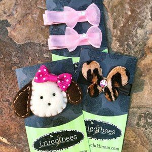 [SET of 3] Hair Clippys *NWT* Puppy Bows Butterfly